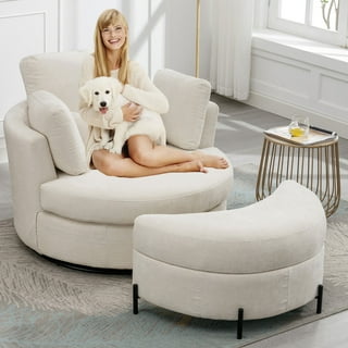 White oversized 2024 chair and ottoman