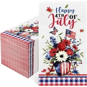 Homlouue 100 PCS 4th of July Paper Napkins Disposable Napkins Serve 50 Patriotic Party Supplies