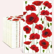 Homlouue 100 PCS Red Flower Paper Napkins Floral Disposable Napkins Spring Party Supplies Serve 50