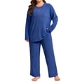 thumbnail image 1 of Homlouue Plus Size Lounge Sets for Women 2 Piece Ribbed Womens Pajama Sets Long Sleeve Top and Pants Outfits Soft Cozy Sleepwear, 1 of 7