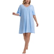 ladies house dresses Oudiya 2 Pack Women House Dresses with Pockets Short Sleeve Mumu Dress Plus  Size Moomoo Nightgown Floral Lounge Dress, S-4XL
