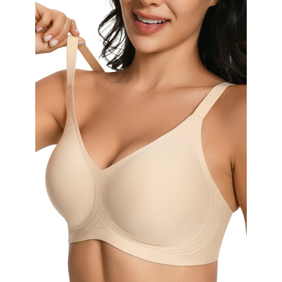 Homlouue Wireless Bras for Women Push Up Deep V Sleep Soft Bra Nude Full Coverage Everyday Bra XL
