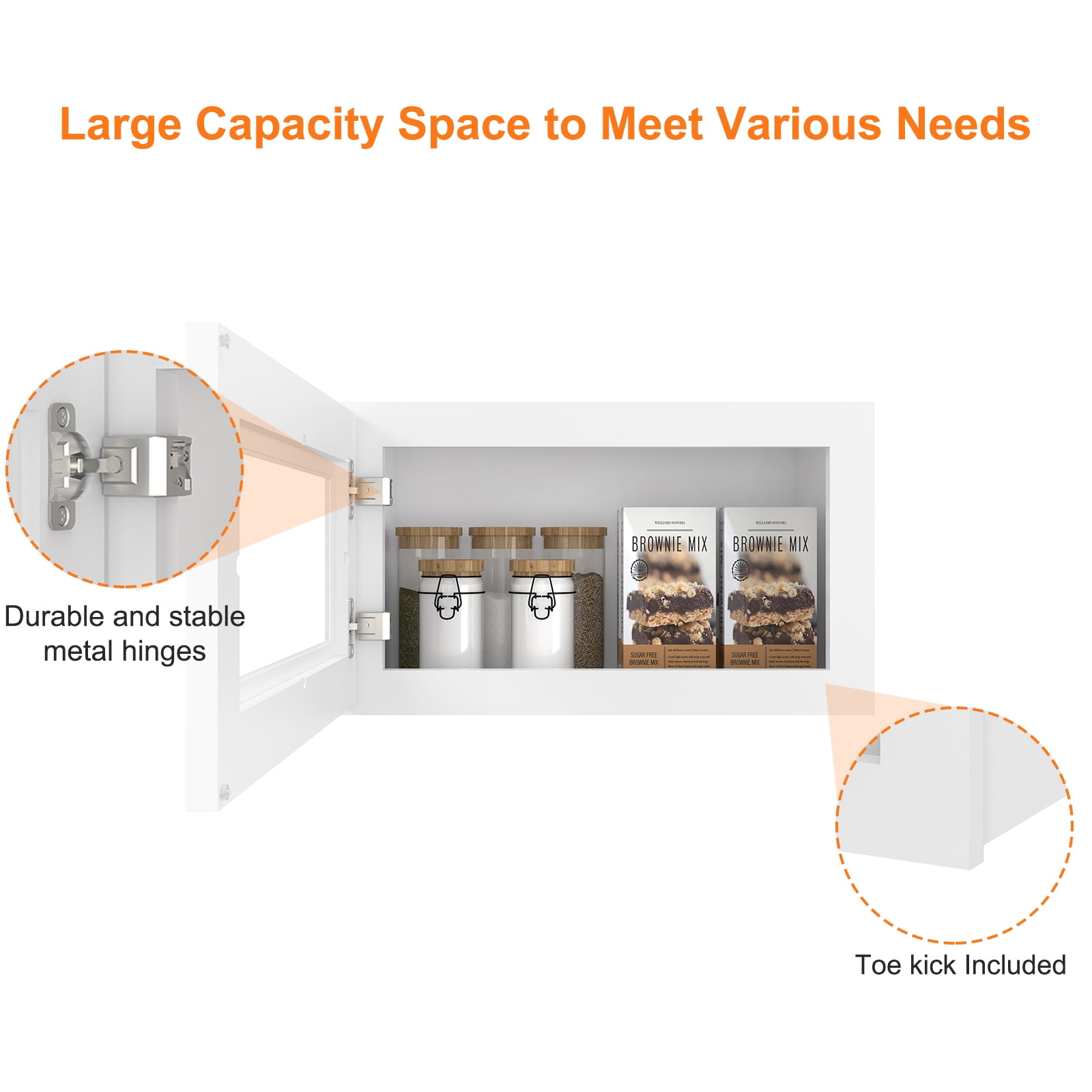 Homlux 21in W x 12in D x 12in H in Shaker White Plywood Wall Kitchen