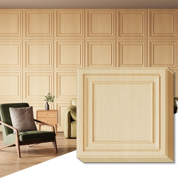 Homlux PVC Ceiling Tiles 2x2 Feet Glue Up Plastic Sheet in Wood Suitable for Kitchen Living Room and Home Decorative Ceilings (12-Pack 48 Sq.ft)