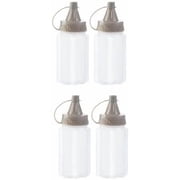 Homly 4 Pack Mini Plastic Squeeze Condiment Bottles, Leak Proof Sauce Dispenser for Lunch, Bbq, Camping and Outdoor Barbecue Use