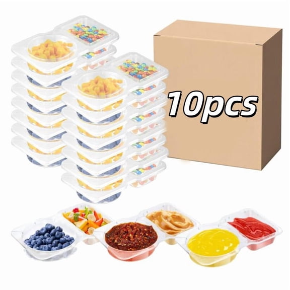 Homlyo 10 Sets, Snack Containers,Reusable Snack Containers With Lids,Snack Pack Containers,Snackle Box Container,Double Compartment Condiment Containers, Portion Cups with Lids for Sauce and Snacks