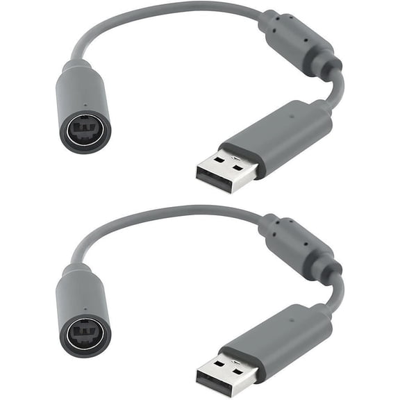 Homlyo 2 Pack Replacement Dongle USB Breakaway Cable for Xbox 360 Wired Controllers, Extension Adapter Cable for Xbox 360 - Grey