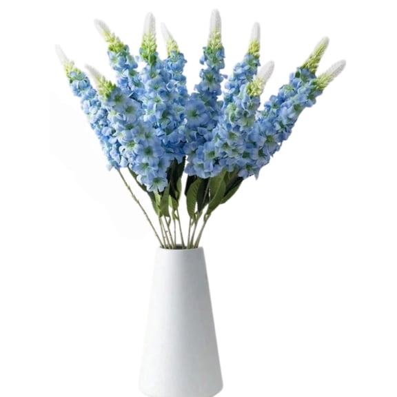 Homlyo 29.13 in 10 PCS Long Stem Blue Delphinium Snapdragon Flowers Light Blue Flowers Artificial Antirrhinum for Tall Vase Wedding Home Decor (Light Blue)