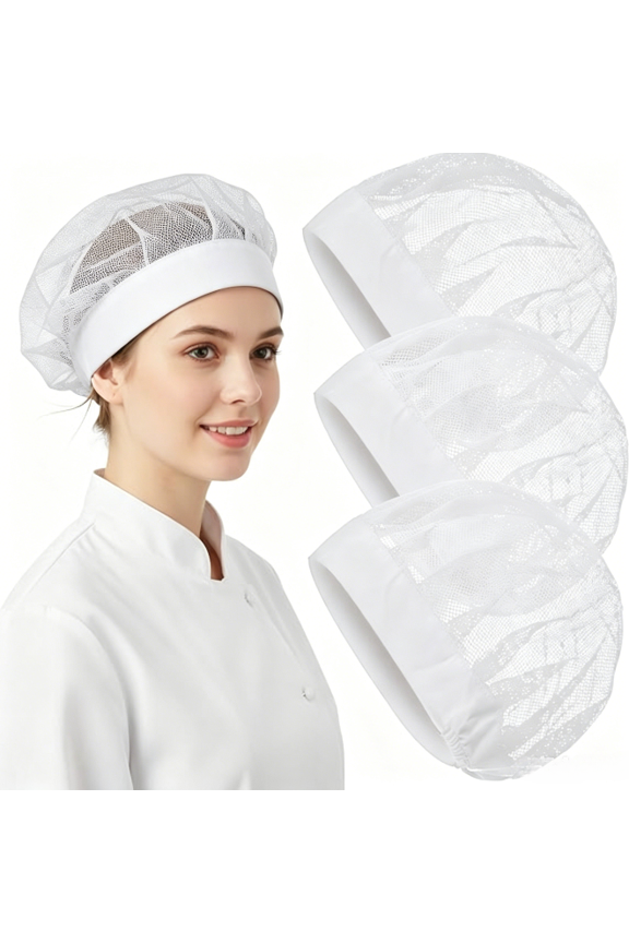 3 Pcs Chef Hats for Women, Adjustable Cooking Chefs Cap Food Service Hair Nets, Reusable Kitchen Cooking Chef Cap - Reusable Washable