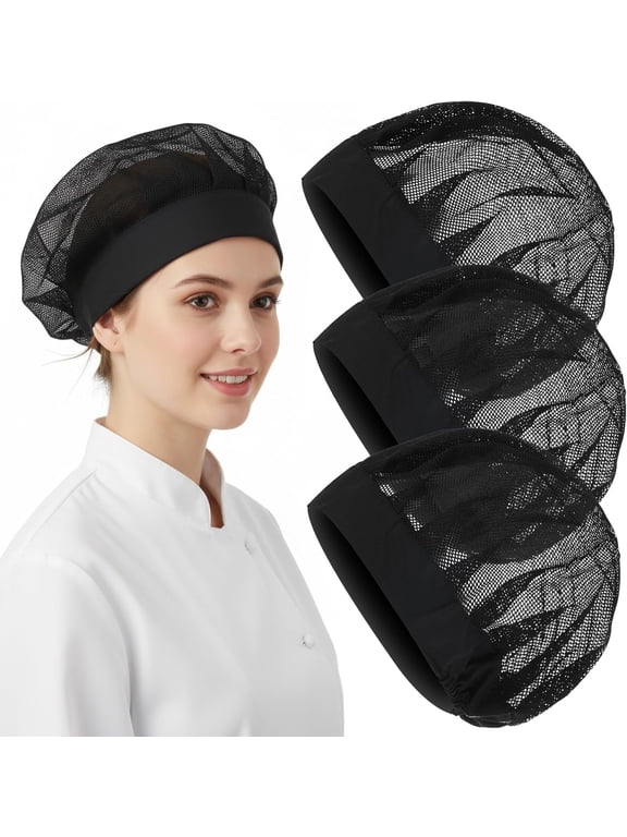 3 Pcs Chef Hats for Women, Adjustable Cooking Chefs Cap Food Service Hair Nets, Reusable Kitchen Cooking Chef Cap - Reusable Washable