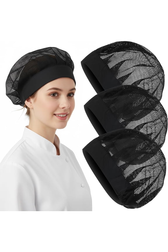 3 Pcs Chef Hats for Women, Adjustable Cooking Chefs Cap Food Service Hair Nets, Reusable Kitchen Cooking Chef Cap - Reusable Washable