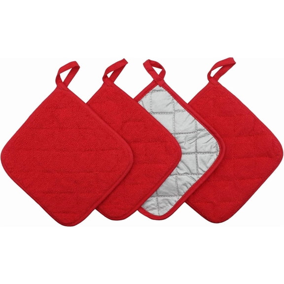 Homlyo 4 Pack Dual-Layer Aluminum Foil Lined Hot Pad, High Heat Resistant Kitchen Trivet for Hot Dishes & Oven Cookware