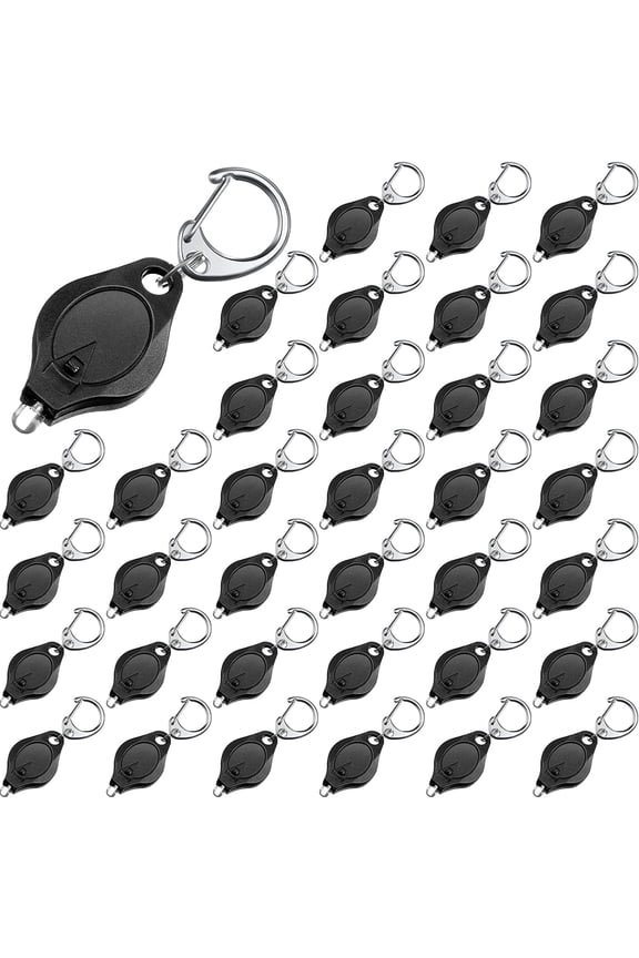 50 Packs Mini Keychain Flashlight Small LED Key Ring Light Torch Bright Keychain Light Tiny LED Lights Keychain Light, Black Shell