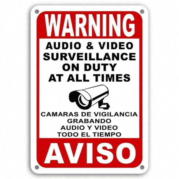Homlyo Bilingual Security Camera Warning Sign