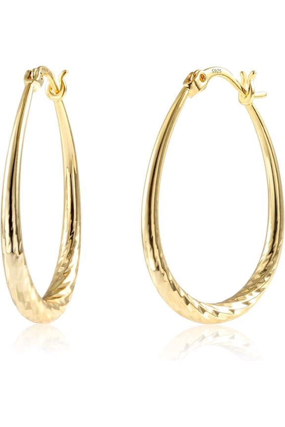 Classic Retro Hammer Texture Big Hoop Earrings, Daily Office Wear Gold Hoop Earrings for Birthday & Holiday Gift