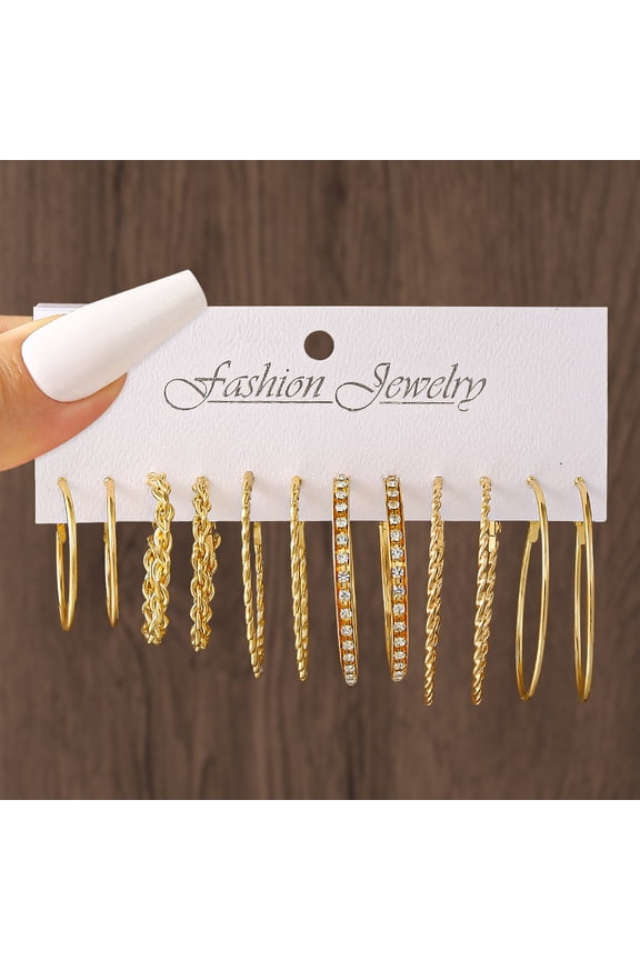 Gold Hoop Earrings Set for Women Shining Synthetic Zircon Big Hoop Earrings Pack Trendy Twisted Statement Earrings Fashion Jewelry Gifts