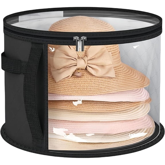 Homlyo Hat Box with Clear Window Round Hat Storage Box Large Capacity Hat Organizer Box Foldable Cowboy Hat Box Portable Hat Carrier Case for Women Men Storage