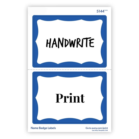 Homlyo Name Badge Labels, Removable Adhesive, Blue Border, 2-1/3" x 3-3/8", 100 Labels
