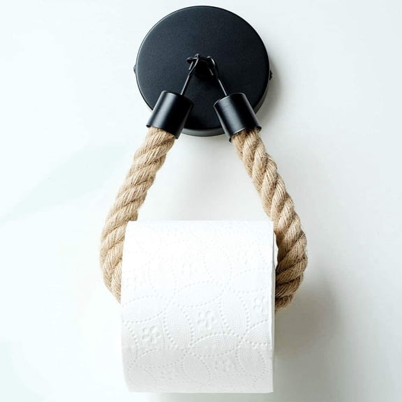 Homlyo Nautical Retro Rope Towel Ring Toilet Paper Holder, Wall Mounted, Farmhouse & Beach Style Bathroom Decor