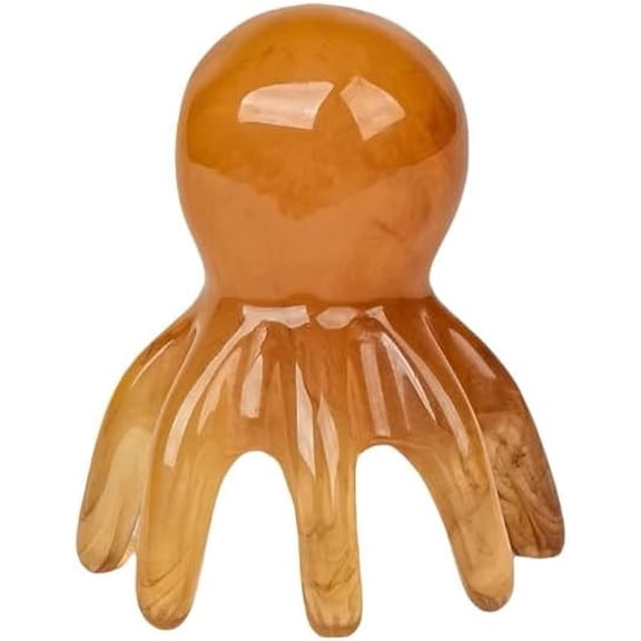Homlyo Octopus Gua Sha Scalp Massager Comb - Acupressure Tool with 8 Nodes for Head Meridian Massage & Stress Relief - Portable Home/Office Use (Orange)