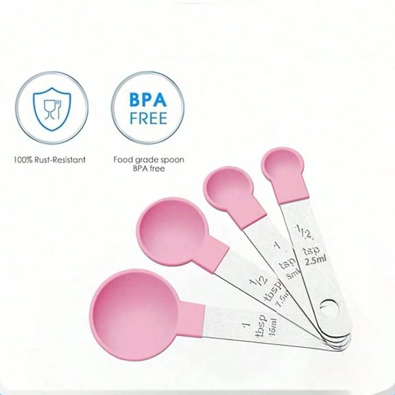 Homlyo Plastic Measuring Spoons Set - Kitchen Measuring Tool,Engraved Markings Stackable Silicone Measure Cup For Liquid & Dry Measuring,Cooking & Baking