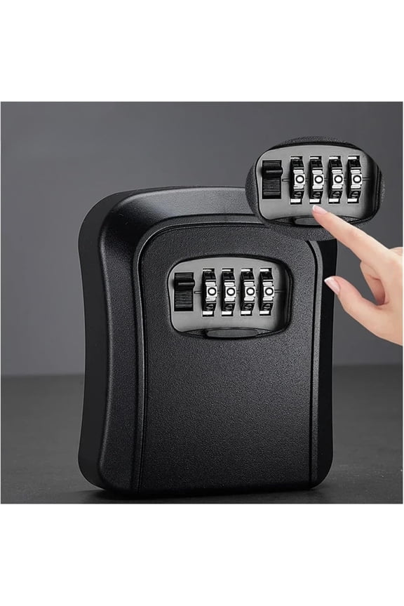 Portable Key Storage Box - Lightweight & Durable Plastic Combination Lockbox - 4-Digit Code Security Lockbox for House Keys, Realtors, Airbnb & Contractors -Black