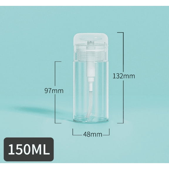 Homlyo Press-Type Liquid Dispenser Bottles - 150ml & 300ml Refillable Clear Pump Bottles for Nail Polish Remover, Makeup Remover, Toner