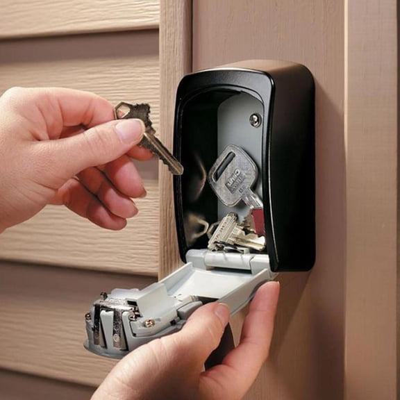Homlyo Wall Mount 4 Digits Combination Waterproof Outdoor Key Hider Safe, Black, 11.5 X 9.5 X 4 cm