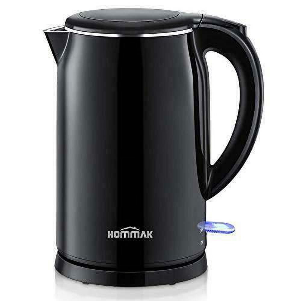 Hommak Double Wall Cool Touch 1.7 Liter Electric Kettle, Black