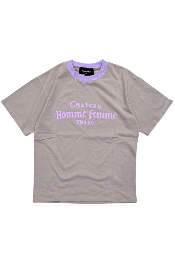 Men's Chateau Monaco Script Heavyweight Tee T-Shirt (Large, Khaki/Purple)