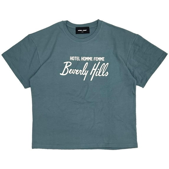 Homme + Femme Men's Hotel Beverly Hills Heavyweight Relaxed Boxy Fit Tee T-Shirt (Medium, Teal)