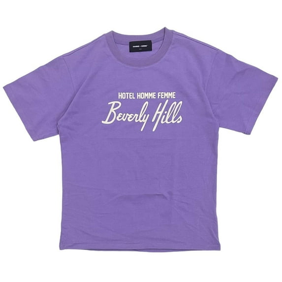 Homme + Femme Men's Hotel Beverly Hills Heavyweight Relaxed Boxy Fit Tee T-Shirt (Small, Purple)