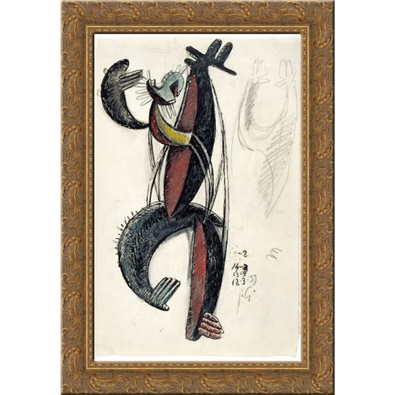 Homme cactus dansant 24x18 Gold Ornate Wood Framed Canvas Art by Julio Gonzalez