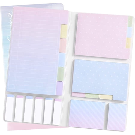 Hommie Sticky Notes Set, Colored Divider Pads Bundle Index Tab Adhesives, Blue & Pink