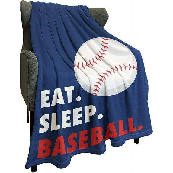 HommomH Sports Fleece Blanket 50" x 60" Eat Sleep Football Navy Blue Lightweight Fuzzy Cozy Soft Warm Throw for Man Boy Teen, Air Conditioning