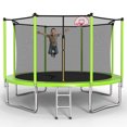 thumbnail image 1 of Hommoo 12FT Trampoline, Outdoor Recreational Trampoline with Basketball Hoop and Ball,Safety Enclosure,Fast Assembly for Backyard Fun,ASTM Approved, Green, 1 of 7