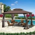 thumbnail image 1 of Hommoo Gazebo Canopy,13x10ft Gazebo Canopy, Double Roof Gazebo for Shade and Rain Protection, Brown, 1 of 9