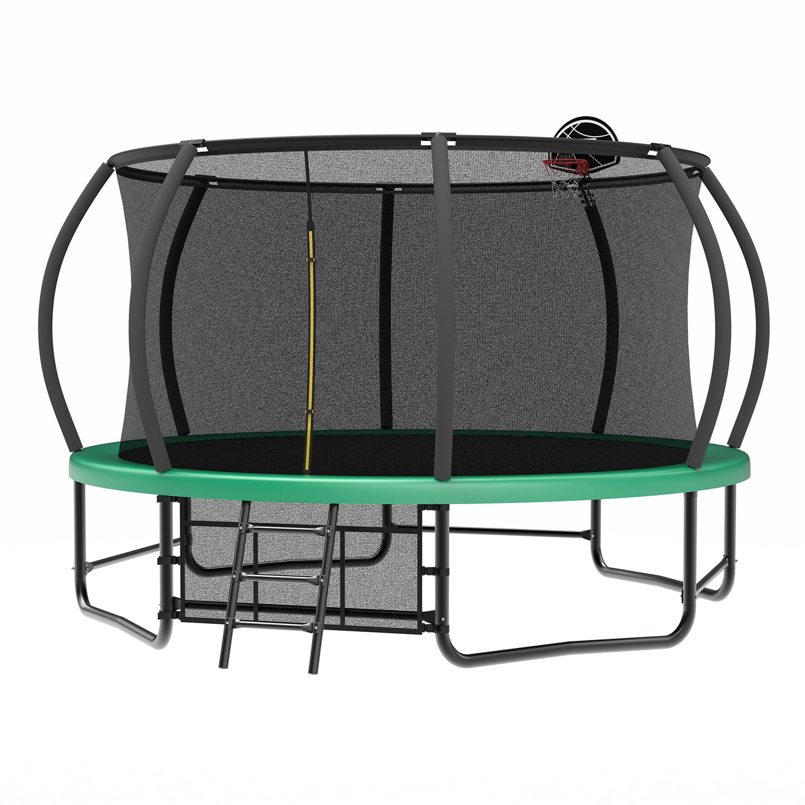 Hommoo 14FT Trampoline with Enclosure, Recreational Trampolines with Ladder and AntiRust Coating, ASTM Approval Outdoor Trampoline for Kids, Green