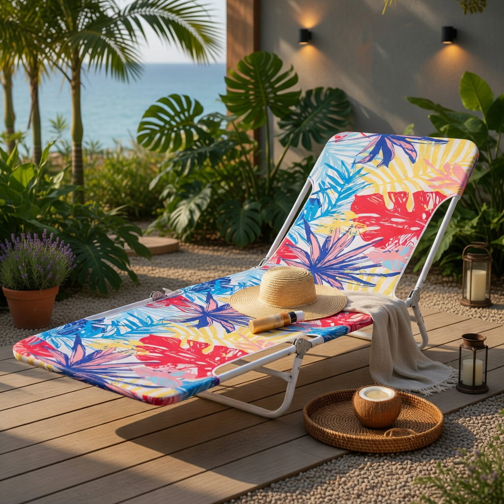 Hommoo 2-Pack Lay-Flat Beach Recliner Chairs, 5-Position Adjustable Backrest, Foldable Metal Frame, Carry Strap, Perfect for Beach, Pool & Camping, Pink