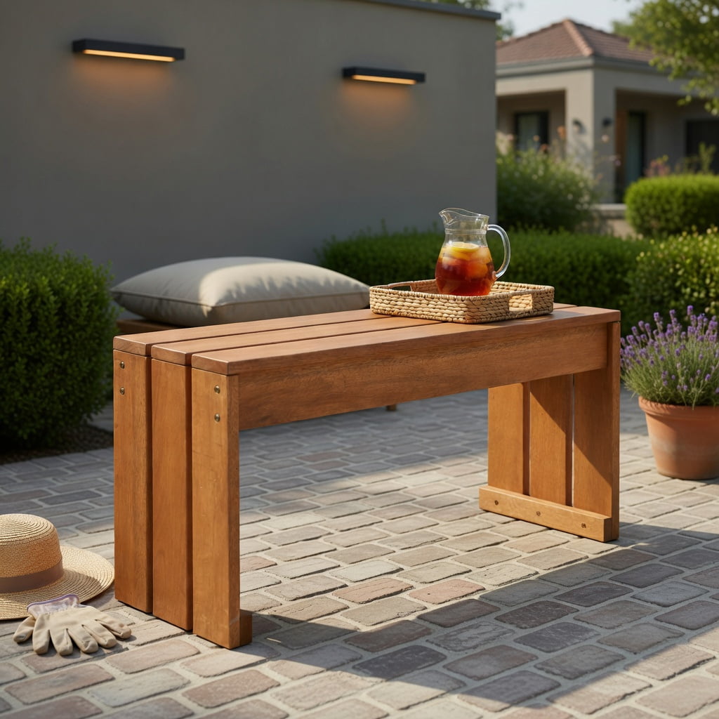 Hommoo 2-Person Outdoor Garden Bench, Solid Blended Hardwood Backyard Bench with Rustic, Natural