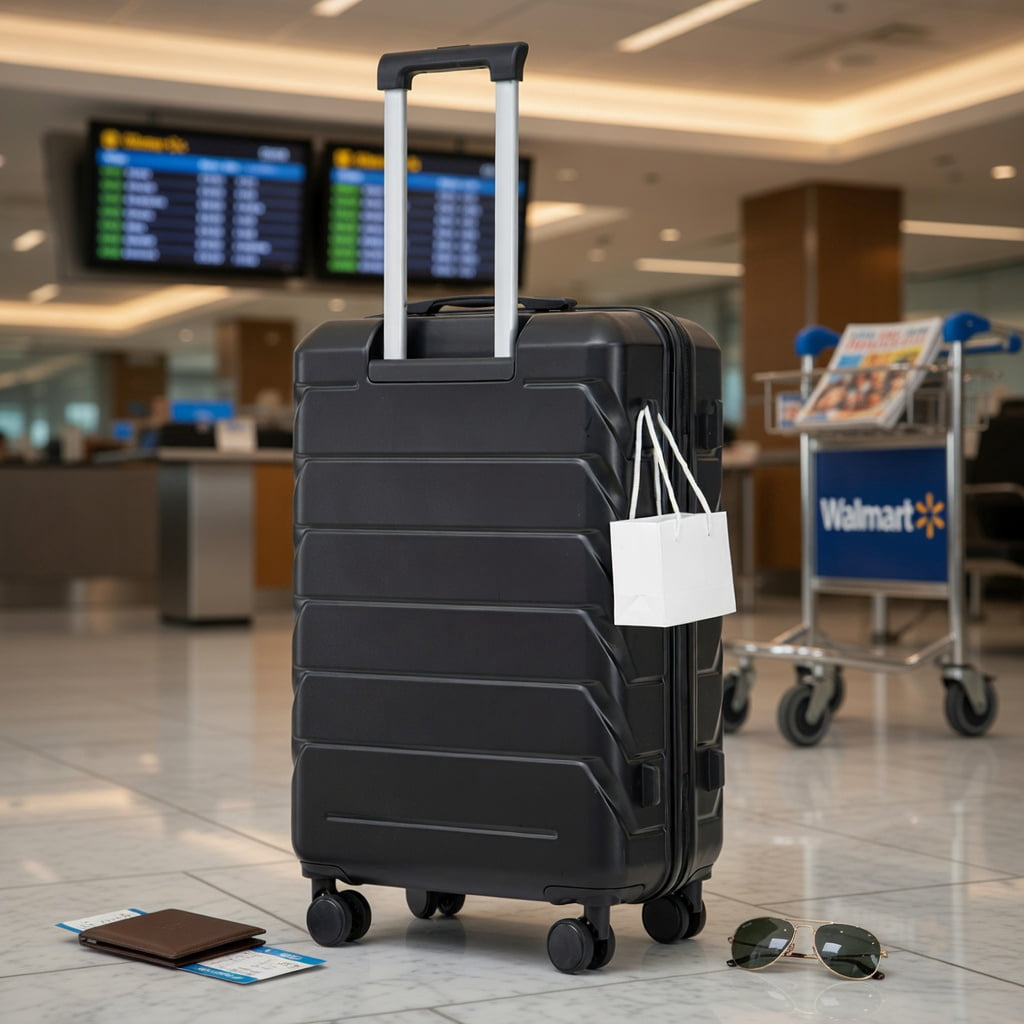 Hommoo 28" ABS Hard Shell Checked Luggage for Travel, Scratch-Resistant Black Suitcase with 360° Silent Spinner Wheels, TSA-Approved Combination Lock, Black