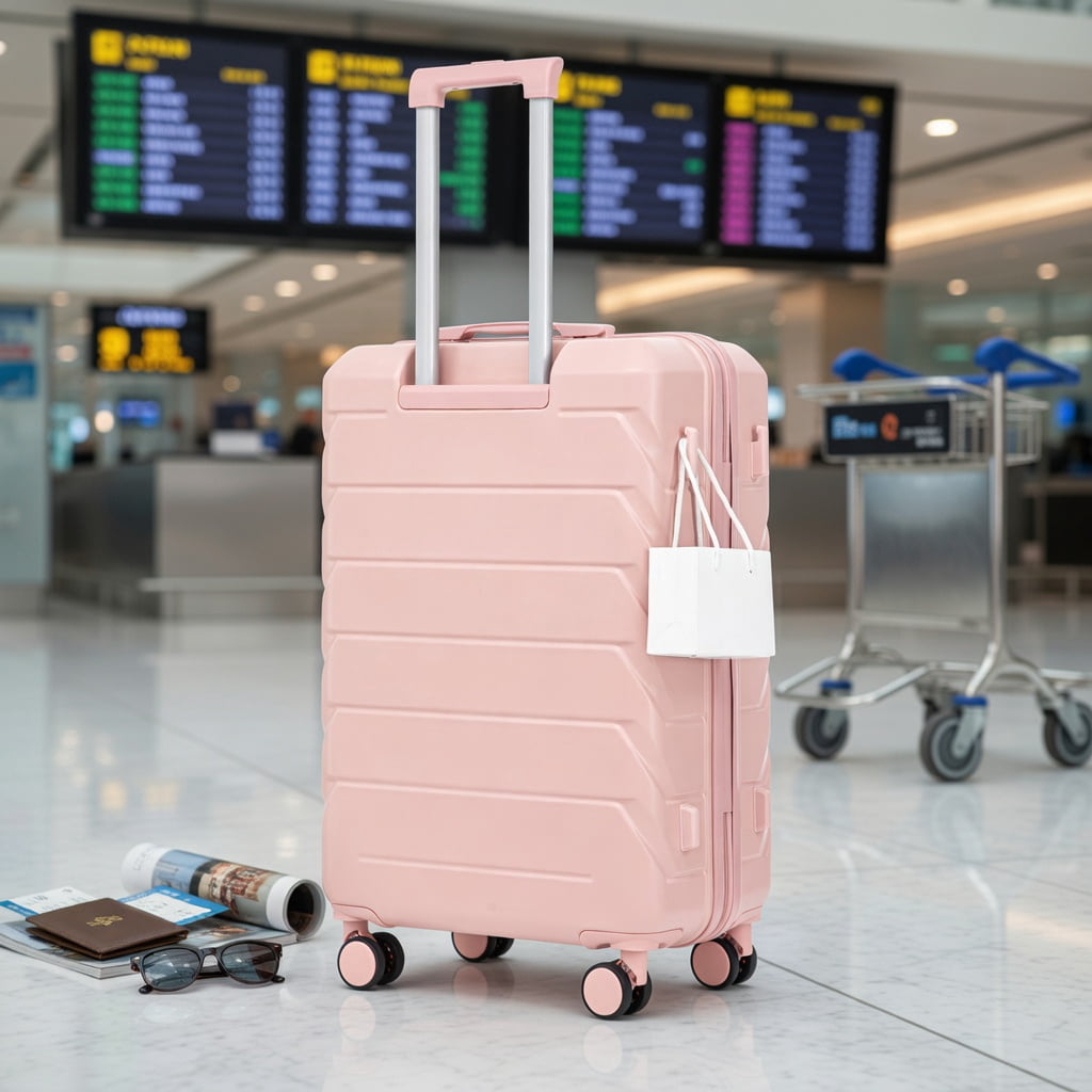 Hommoo 28" ABS Hard Shell Checked Luggage with 360° Silent Spinner Wheels, TSA-Approved Combination Lock, Side Hooks & Retractable Handle, Pink
