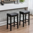 Hommoo 29 Inch Bar Stool, Black Bar Stools Set of 2, PU Leather