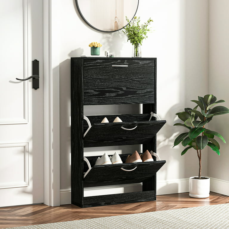 Dropship Shoe Cabinet With 3 Flip Drawers Wooden Shoe Cabinet Organizer  With Adjustable Shelves Freestanding Shoe Rack Storage Cabinet For Entrance  Hallway Living Room Bedroom to Sell Online at a Lower Price