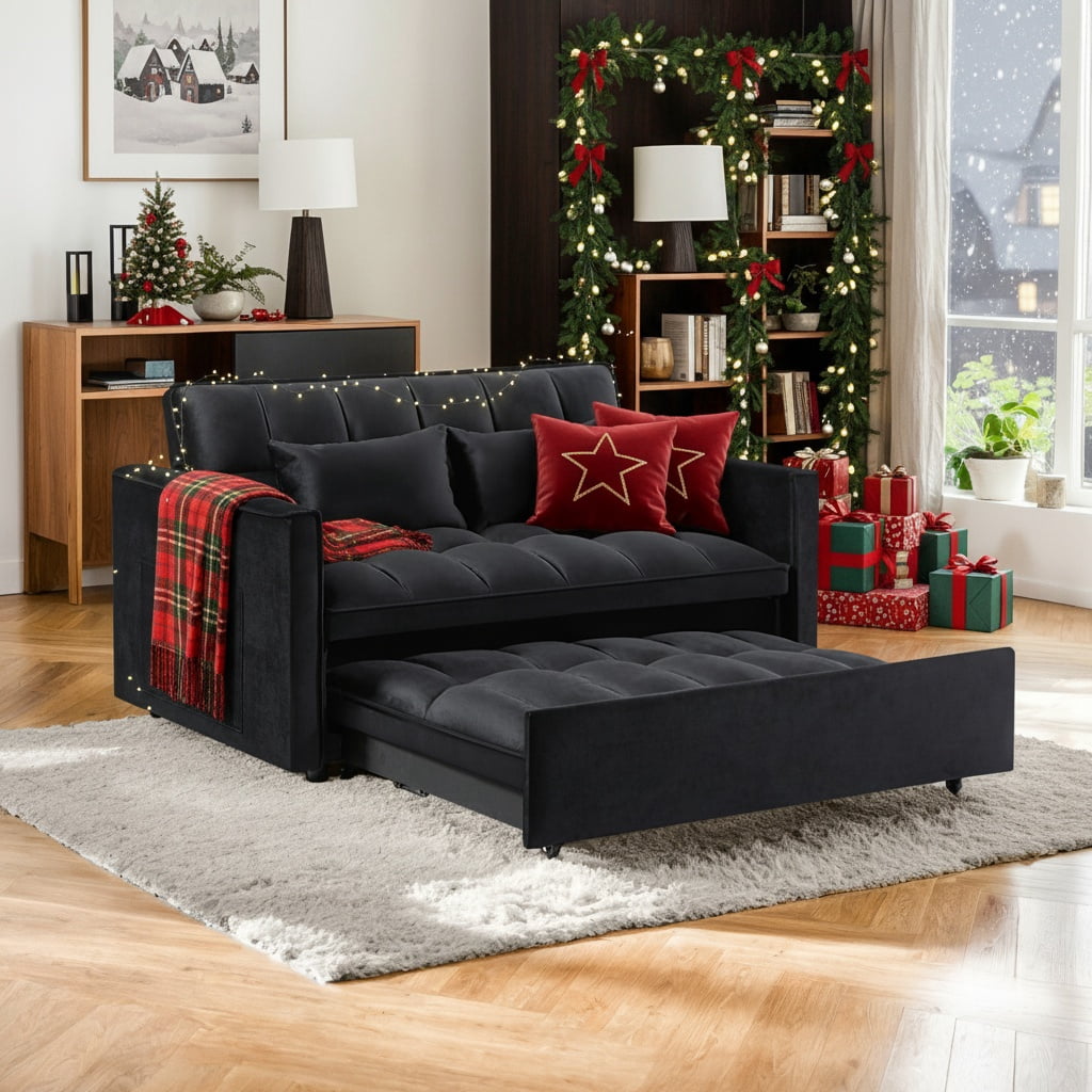 Hommoo 3 in 1 Convertible Pull Out Sofa Futon Bed, Loveseat Sleeper ...