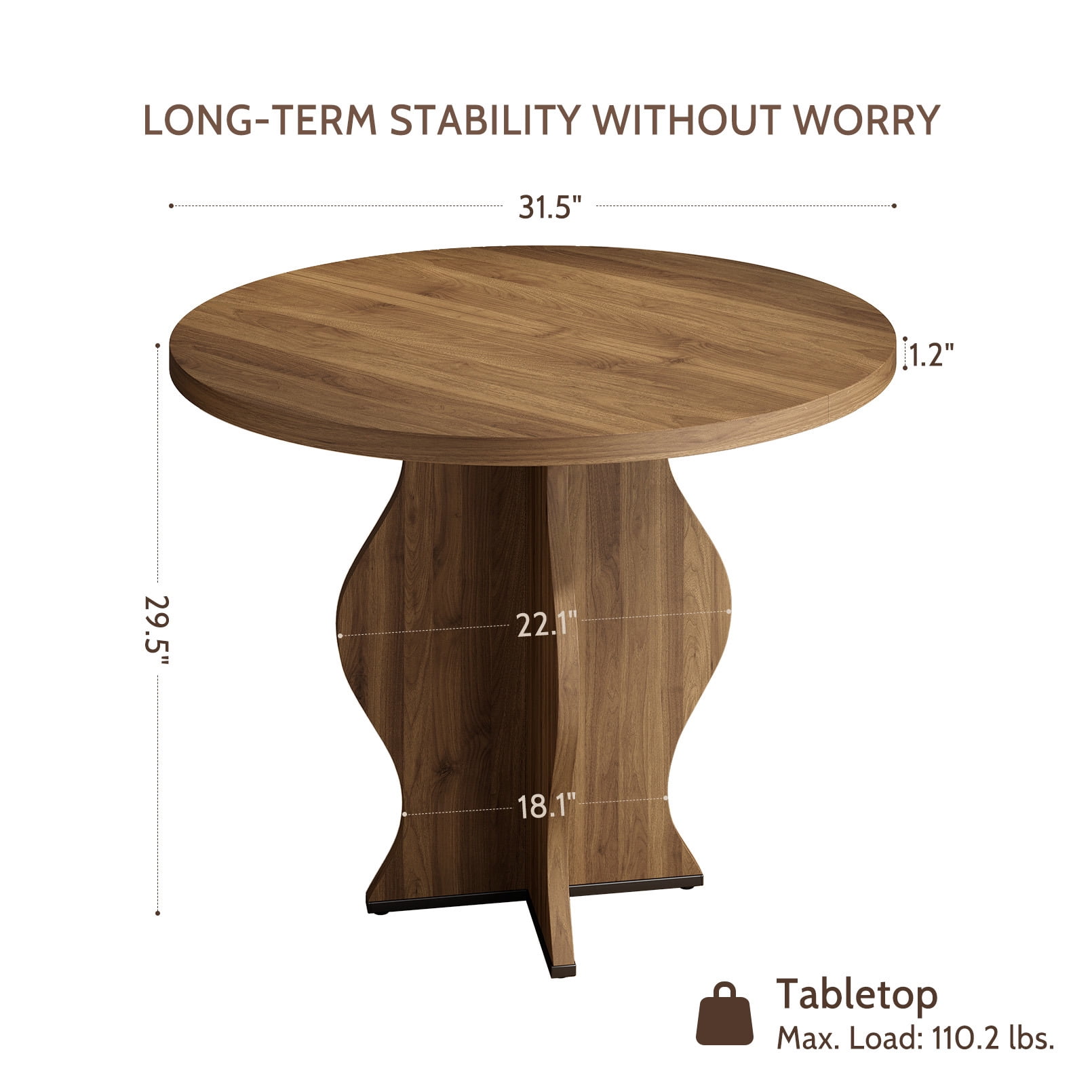 Hommoo 31.5" Round Dining Table for 2 People, Modern Round Kitchen Table with Wave Pedestal Base, for Apartment, Breakfast Nook, Dining Room, Black