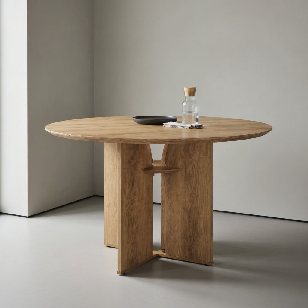 Hommoo 39.37 Inch Round Dining Table with Lower Storage Shelf, Modern Farmhouse Wood-Look Kitchen Table for 2-4 People, Natural