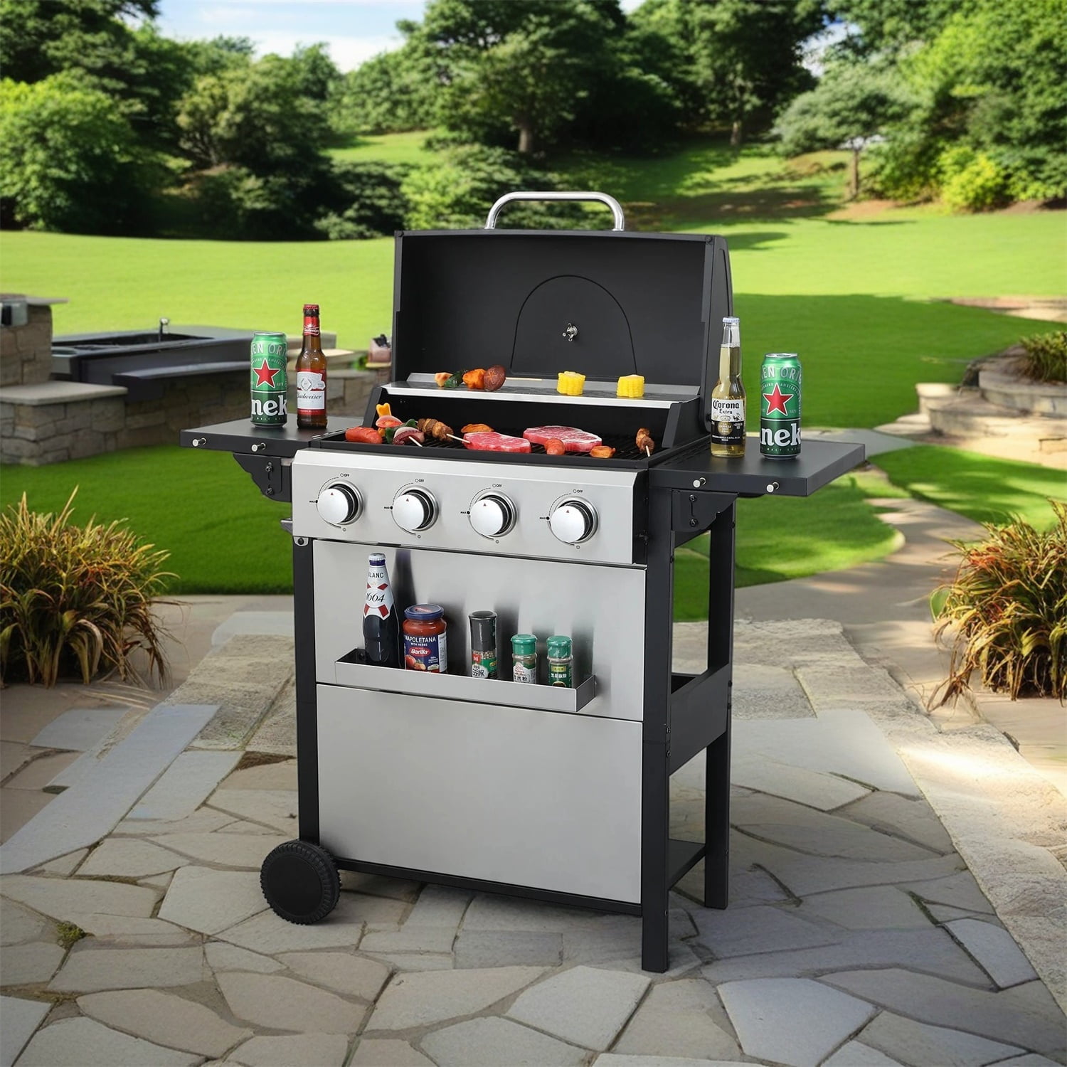 Hommoo 4-Burner Propane Gas BBQ Grill - Thumbnail 2