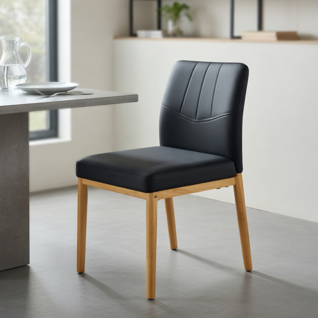 Hommoo 4-Pack Dining Chairs, Ergonomic PU Leather with Sturdy Metal Frame, 37" Height, Easy-Clean Modern Design for Home or Restaurant, Black & Gold