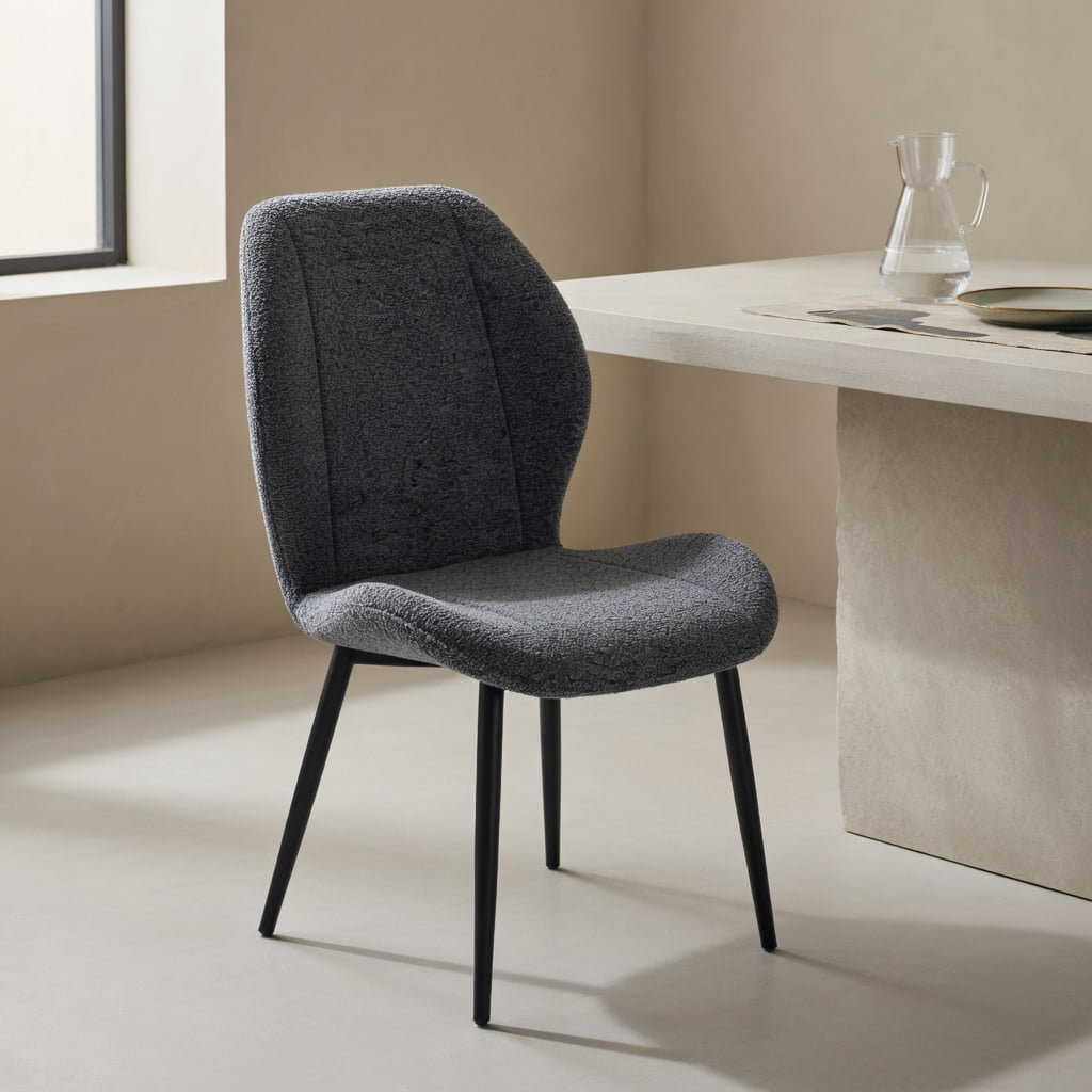 Hommoo 4-Pack Modern Minimalist Dining Chairs in Smog Blue Fabric with Metal Legs, Ergonomic Support, Adjustable Non-Slip Feet, for Dining Room, Home Office & Study, Blue